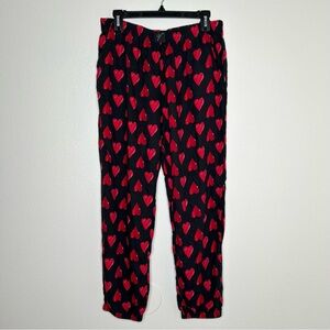 Victorias Secret Womens Black & Red Hearts Print Pj Pajama Pants Size M